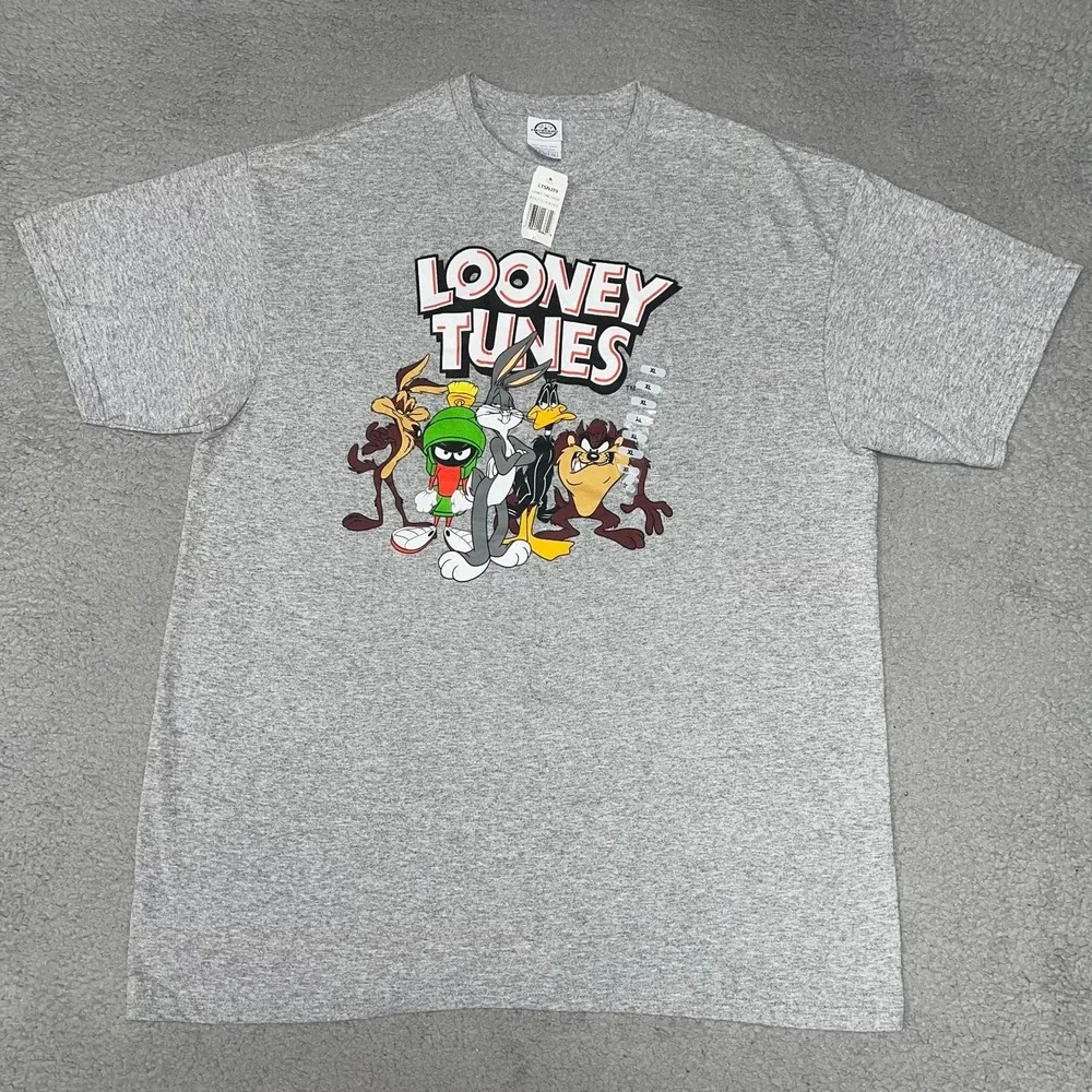 NWT Looney Tunes T Shirt Men's Sz XL Gray Bugs Bunny Taz Marvin Daffy Coyote Tee